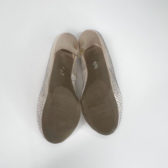 JENNIFER LOPEZ Iridescent Peep Toe Blush Gems Stiletto Heels 10 - Picture 9 of 9